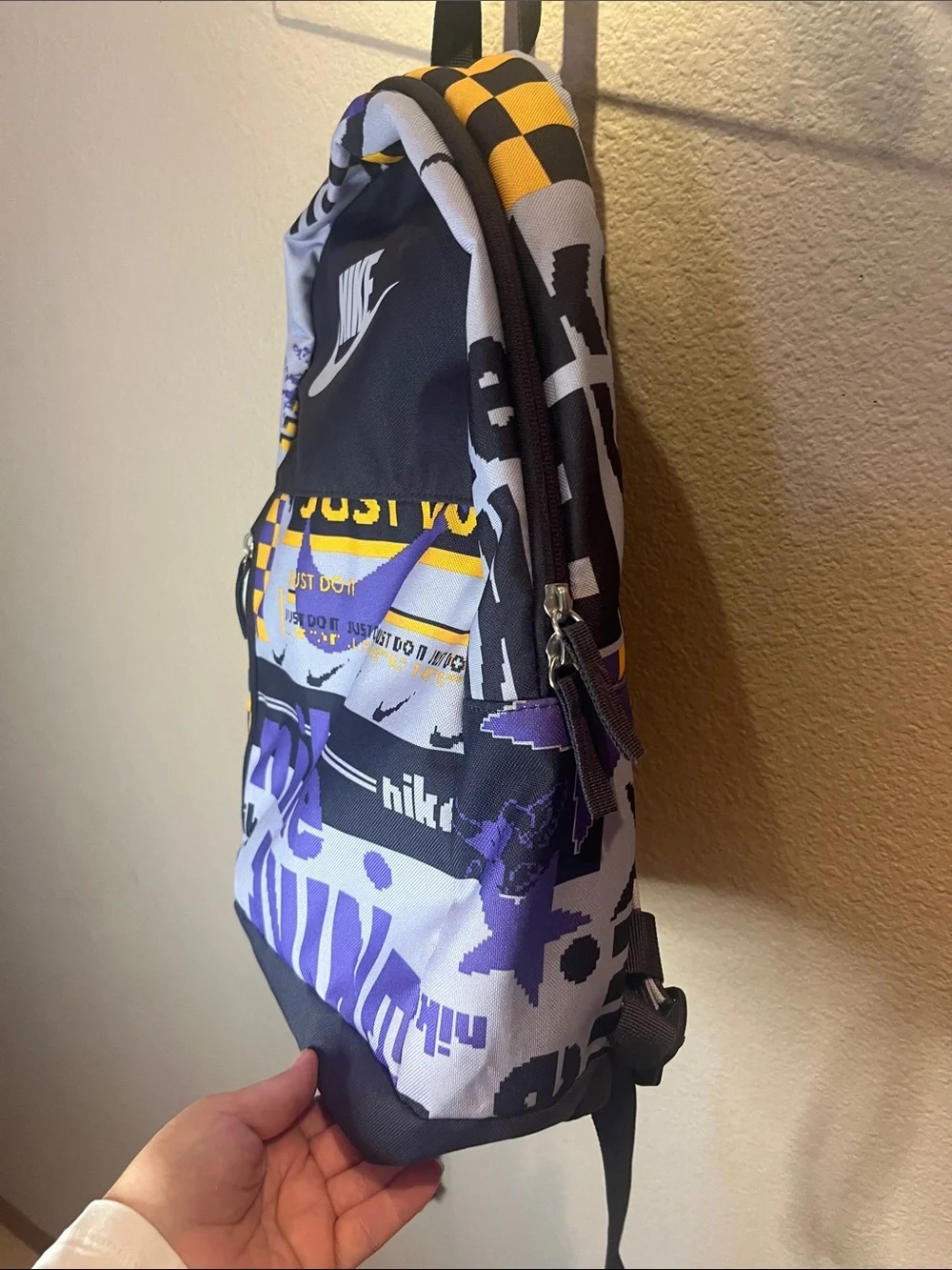 Nike Kid’s Backpack Purple Yellow Colorways Graphic Print - Picture 3 of 12